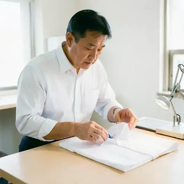 仕上がりを確認するスタッフ