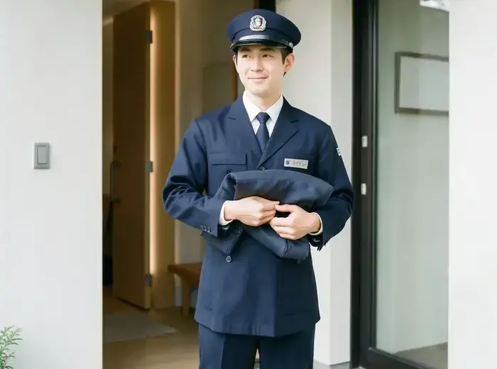 ご自宅の玄関で集荷を行うスタッフ
